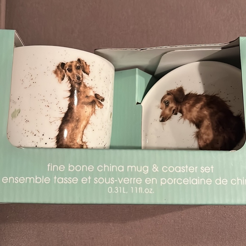 Royal Worcester Weiner dog mug and coaster set.  Adorable Daschund! - Picture 6 of 7